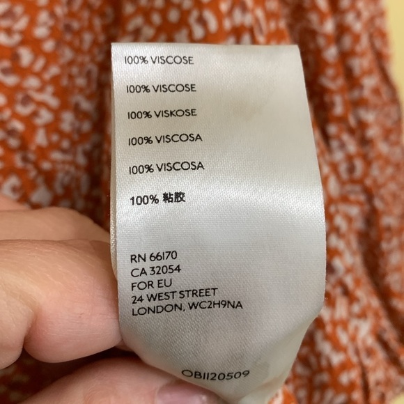 Free People Rust Celia Ditsy Viscose Floral Tie Front Shortsleeve Button Top S - Picture 12 of 17